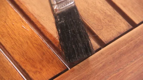 Staining A Table With A Paintbrush Stock Footage 51691882