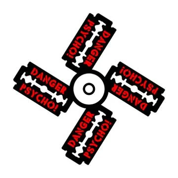 Stainless blade with text danger psycho Stock Illustration
