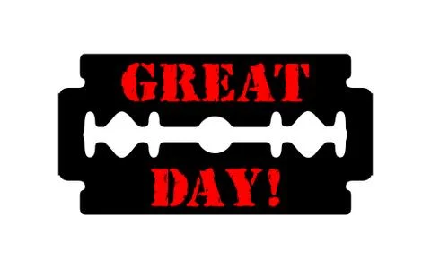 Stainless blade with text great day Stock Illustration