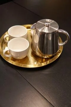 Stainless coffee kettle with cup	 Foto stock