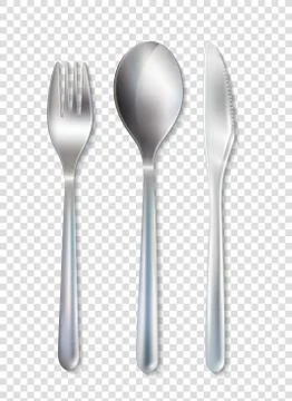 Stainless Cutlery Tableware Set Transparent Background Stock Illustration