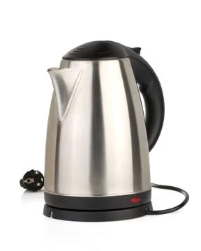 Stainless electric kettle on white Stock Photos