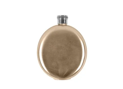 Stainless hip flask isolated on white Stock Photos