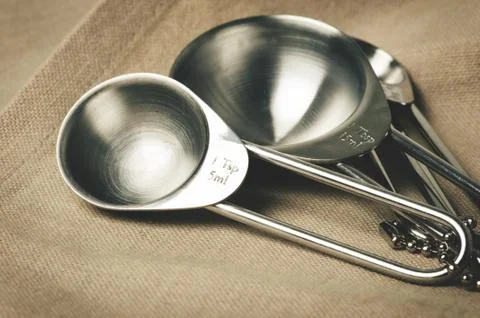 Stainless measuring spoons Stock Photos