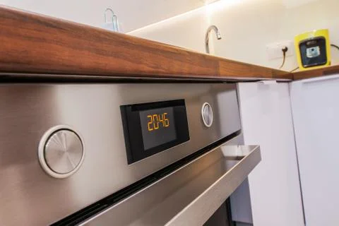Stainless Modern Kitchen Oven with Timer Stock Photos