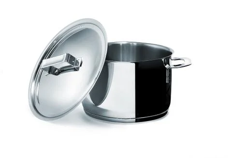 Stainless pan isolated on white Stock Photos