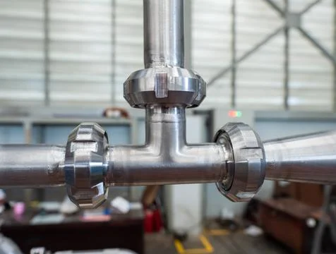 Stainless pipe T-connection Stock Photos