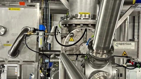 Stainless Processing Unit With Valves And Pipes Stock Footage 333396608