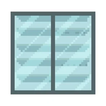 Stainless shelving, display case with glass doors pixel art, vector 8bit video Stock Illustration