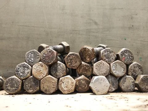 Stainless steel bolt stack Stock Photos