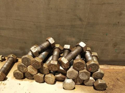 Stainless steel bolt stack Stock Photos