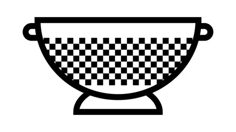 Stainless steel colander kitchen cookware line icon animation Stock Footage 326135891