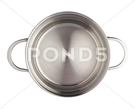 Stainless steel cooking pot pan isolated over white background Stock Photos