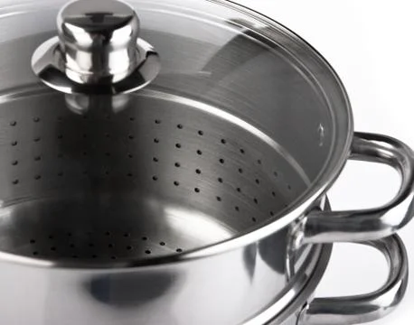 Stainless steel cooking pots Stock Photos