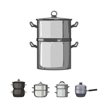 Stainless steel double boiler kitchenware cooking vector illustration Stock Illustration