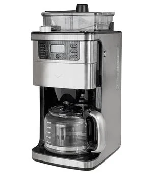 Stainless steel drip coffee maker with glass carafe Stock Photos