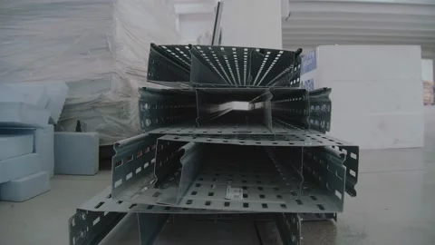 Stainless steel frames and building materials 스톡 동영상 174479530