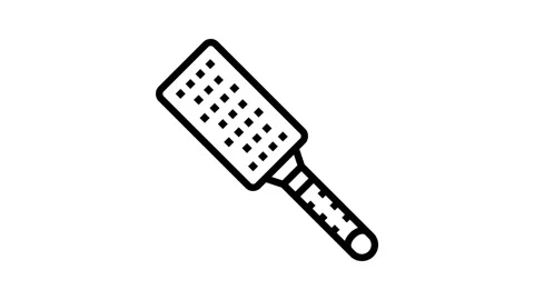 Stainless steel microplane kitchen cookware line icon animation Stock Footage 326135896
