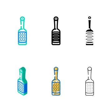 Stainless steel microplane kitchen cookware color icon vector forms Stock Illustration