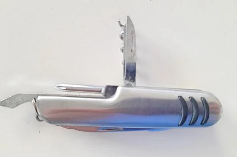 Stainless steel multi function pocket army military swiss knife tool Stock Photos