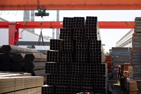 Stainless steel rectangular bars of metal Stock Photos