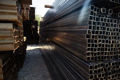 Stainless steel rectangular bars of metal Stock Photos