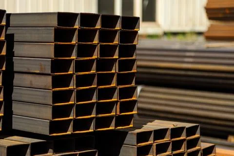 Stainless steel rectangular bars of metal Stock Photos