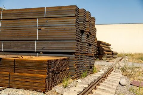 Stainless steel rectangular bars of metal Stock Photos