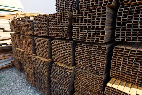 Stainless steel rectangular bars of metal Stock Photos