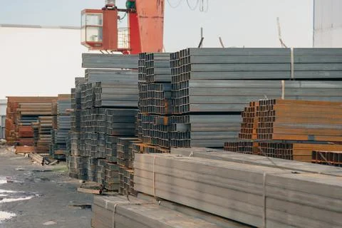 Stainless steel rectangular bars of metal Stock Photos