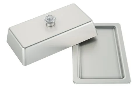 Stainless Steel Rectangular Butter Dish, 3D rendering 스톡 일러스트