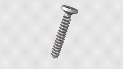 Stainless Steel Self Tapping Screw Rotating on a Transparent Background. Loop. 4 Stock Footage 290214412
