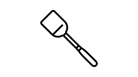 Stainless steel spatula kitchen cookware line icon animation Stock Footage 326135899