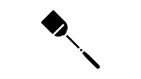 Stainless steel spatula kitchen cookware glyph icon animation Stock Footage 326157738