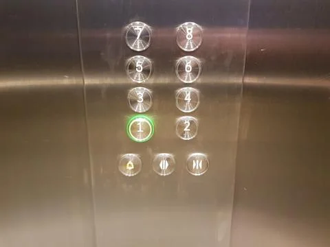 Stainless steele elevator button panel Stock Photos