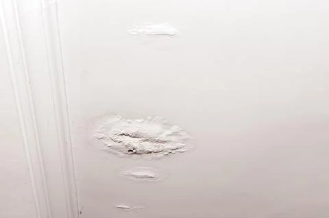 Stains on the ceiling a result of leaking rain water roof. House insurance. Stock Photos