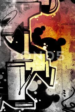 Stains over old dirty wall, urban hip hop background gray texture painted wit Stock Illustration