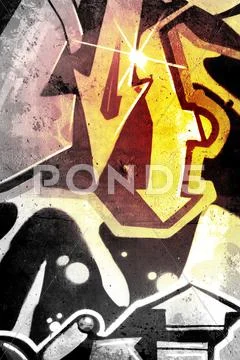Stains over old dirty wall, urban hip hop background gray texture painted wit Stock Illustration