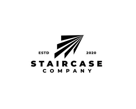 Stair case light logo design template. Silhouette of stairs step logo design Stock Illustration
