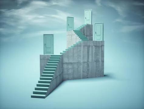 Stair with doors. Stock Illustration