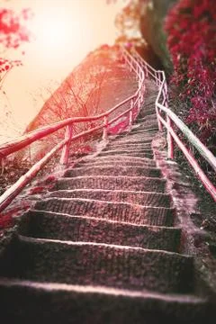 Stair on mountain Stock Photos