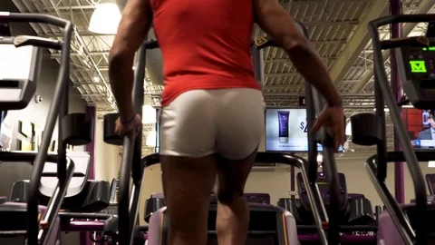 Stair stepper jogging Stock Footage 125641202