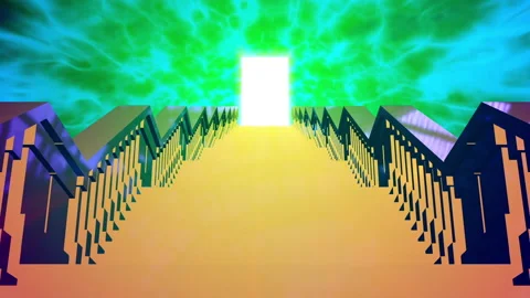 Stair way gate steps shine door animation Vídeo Stock 146824127