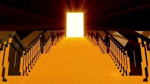 Stair way gate steps shine door animation Vídeo Stock 146824250