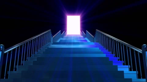Stair way gate steps shine door animation Video stock 146824291