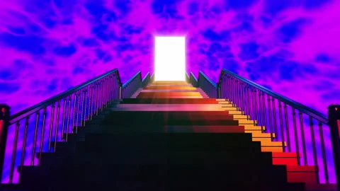 Stair way gate steps shine door animation Video stock 146824293