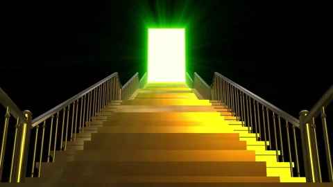 Stair way gate steps shine door animation Video stock 146824301