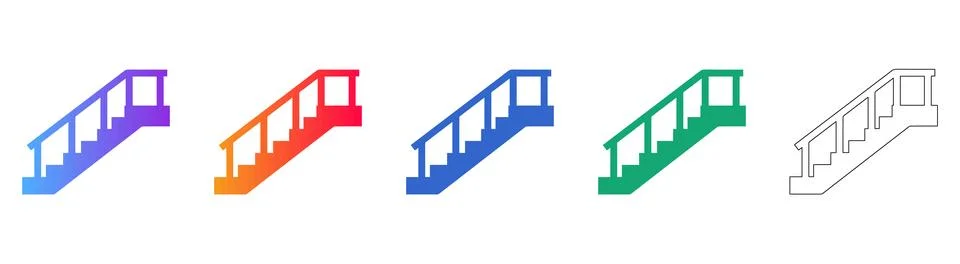 Staircase Access Icon Set Stock Illustration