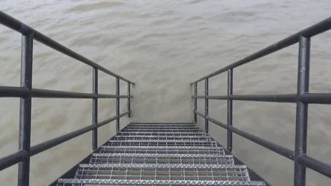 Staircase and river Stock Footage 82367127
