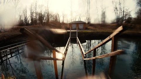 Staircase in the blue lagoon Stock Footage 105448505